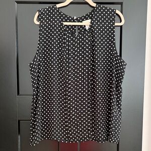 Chico's Black Sleeveless Scoop Neck Blouse with Polka Dots. 
Size 3=16 (XL)